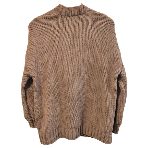 American Eagle Chunky Knit Oversized Tan Open Front Sweater Cardigan Size Small - Picture 2 of 7